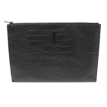SAINT LAURENT クロコダイル柄モノグラムドキュメントホルダークラッチ 485628 151000080