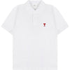 AMI BFUPL001 760 100 Herz-Logo Weiß Polo Pique T-Shirt Kragen 151014887 [P]