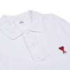 AMI BFUPL001 760 100 Herz-Logo Weiß Polo Pique T-Shirt Kragen 151014887 [P]