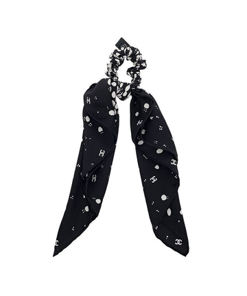 CHANEL 22P Scarf Hair Scrunchie Black/White 6ET0245 151032460