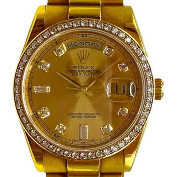 ROLEX デイデイト ベゼル ダイヤ シャンパン イエローゴールド 36mm 118348 151053221