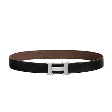 Hermes Reversible Buckle 32mm Black Chocolate Silver Matte 100 Men's Leather Belt H064544CB86 151053359