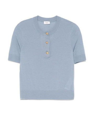 CELINE Kreuzhals Pullover aus feiner Wolle in BABY BLUE 151055350