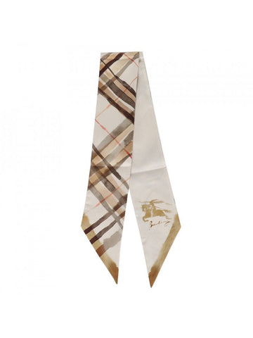 BURBERRY スキニーチェックリバーシブルシルクスカーフ 8102102 151055425