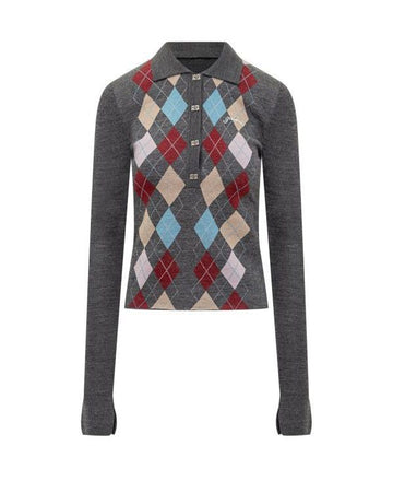 Ganni Dark Grey Knit Polo Shirt 151057039