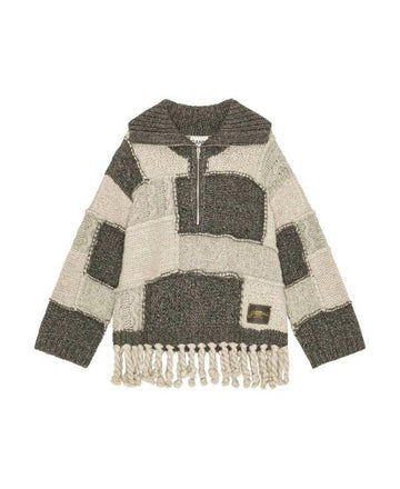 GANNI Patchwork-Fringe-Strickjacke K2508 999 151057147