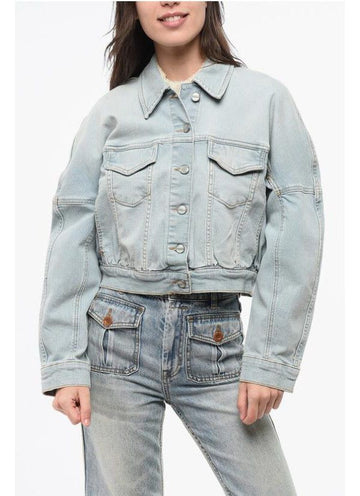 Ganni Denim Bomber Jacket Light Blue J1472 091 151057365
