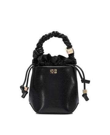 GANNI Schwarze CRINKLE OLEATEX Mini BOU Bucket Bag 151058363