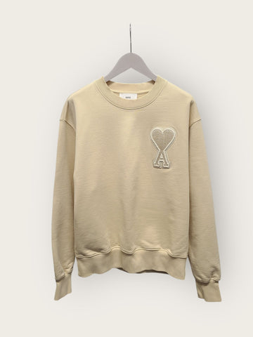 AMI ベージュエンボロゴビッグハートパッチスウェット M 151060416