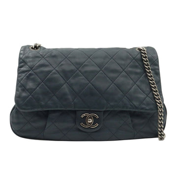 CHANEL Dark Navy Calfskin Antique Silver Coco Pleats Chain Shoulder Bag 17 Collection A67267 151061114