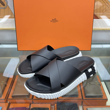 Hermes Infra Sandals Slippers Black/White H241919 151062589