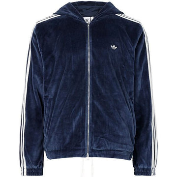 ADIDAS Xウェイルズボナー 25FW カレッジエイトネイビー ベルベット トラック フード ジャケット KG3624 151103754