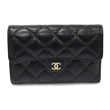 CHANEL AP0232 ブラック キャビア ゴールド CCロゴ クラシック フラップ 中財布 (30番台) 151106138