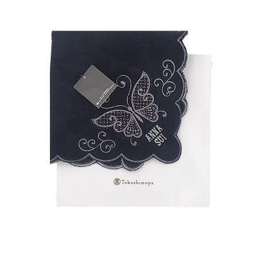 ANNA SUI バタフライ(蝶)刺繍ロゴハンカチ ブラック butterfly-3 151114788