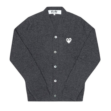 Comme Des Garcons 3 PLAY White Heart Patch V-Neck Unisex Cardigan 144764636