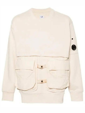 CP COMPANY Diagonal Raised Fleece Mixed Abnehmbarer Sweatshirt 16CMSS048A 005086M 402 133021986