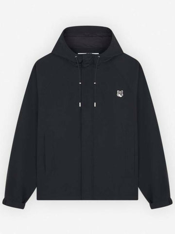 Maison Kitsune CRISPY Nylon Hooded Windbreaker with Gray Foxhead Patch 133042922