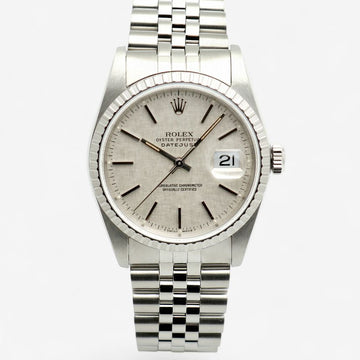 ROLEX Engine Turn Bezel Saphir Datejust 36 Tool Watch Herren Stahl Uhr 1988 151205754
