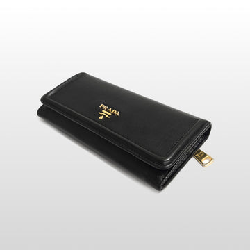 PRADA Saffiano Metall Leder Klappgeldbörse Schwarz 1MH132 151207312