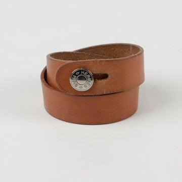 Hermes Women's Leather Serie Double Wrap Bracelet Small Brown HER710412 150737385