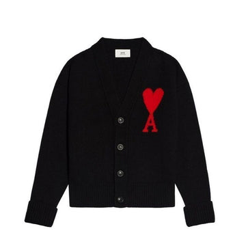 AMI ビッグハートロゴウールカーディガン BFUKC002 018 009 117818224