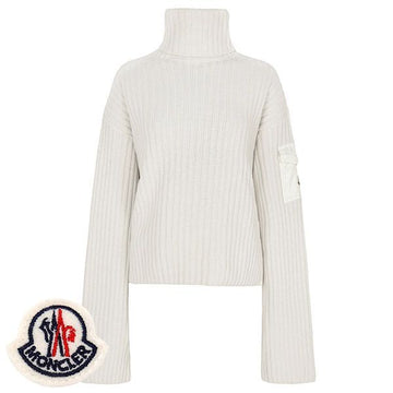 Moncler Ivory Pocket Logo Patch Wool Turtleneck Sweater 9F00017 M1241 080 149785690