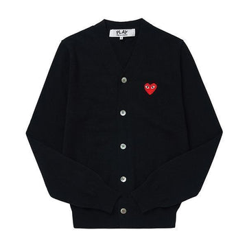 COMME DES GARCONS PLAY rotes Herz Wappen V-Ausschnitt Cardigan unisex AX-N008-051 1 144598663
