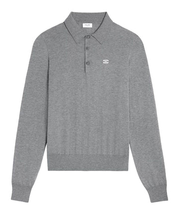 CELINE Pima Baumwolle Polo Sweater Mittelgrau RY0FC367Y 09GM 151463234