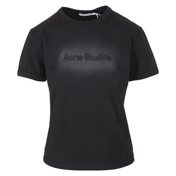 ACNE STUDIOS ロゴスプレーブラック半袖Tシャツ 147344597
