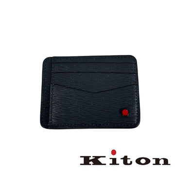 Kiton Men's Leather Card Holder Navy 151492218