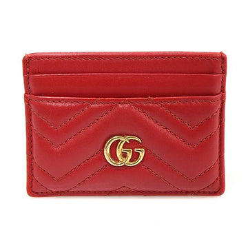GUCCI レッド マトラッセ シェブロン レザー ゴールド GG マーモント カードケース 151507011