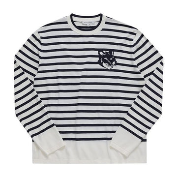 MAISON KITSUNE フォックスヘッドインターロックストライプメンズニット 1102 S492 144569944