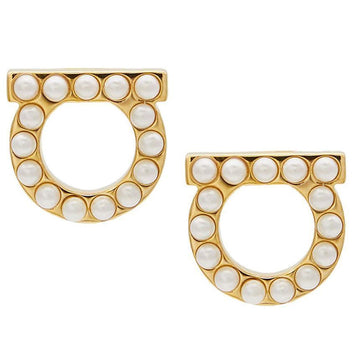 Salvatore Ferragamo Gancini Pearl Earrings Gold 76-0125 0696581 64448501