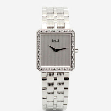 Piaget Vintage Protocol 84155 White Gold Large Men's Watch with Simple Diamond Quartz 1990s 151641691