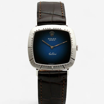 Rolex Cellini Cellini 4084 Men's Leather Watch White Gold Ombre Blue Dial Manual 1973 151641704