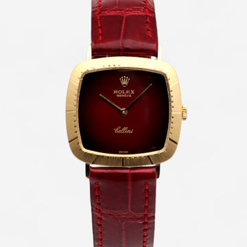 Rolex Cellini Selini 4084 Men's Leather Watch Gold Burgundy Red Ombre Manual 1990 151641706