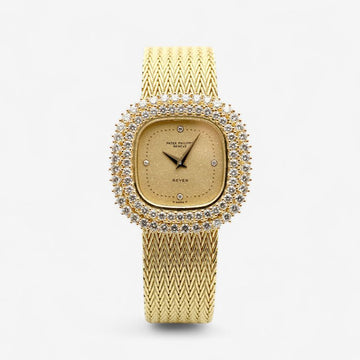 PATEK PHILIPPE Damenarmbanduhr Small 29 Gold 4494/002 mit Glitzerzifferblatt, Original-Diamanten, 1985 151641926