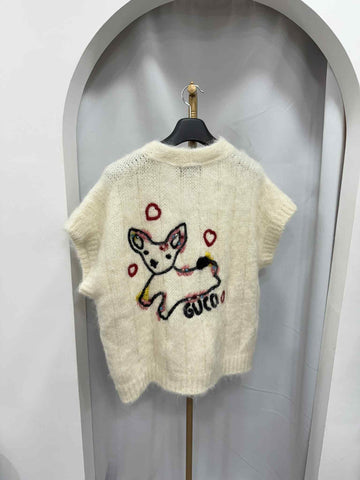 Gucci Department Store Edition Dog Mohair Zip Cardigan S 151647025
