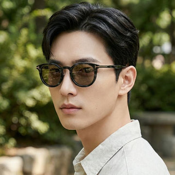 TOM FORD Sonnenbrille TF1151D 63E Schwarz Grau Muster Hornbrille Asien Fit Braun Tönung 128933378