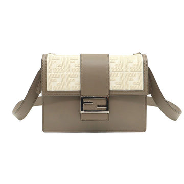 Fendi Khaki Gray Leather Silver Tone Flat Medium Baguette Crossbody Bag 7VA524 151666692
