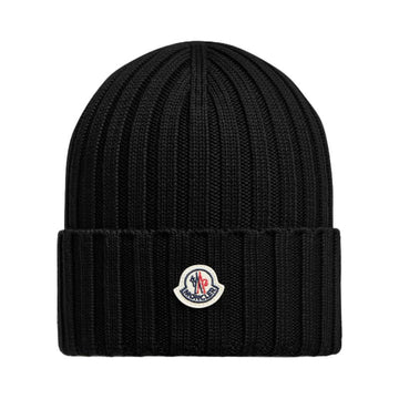 MONCLER パッチロゴバージンウールビーニー ブラック 093 3B00036 A9327 999 151676449