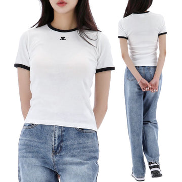 COURREGES シグネチャーコントラスト半袖Tシャツ VESJTS017JS0070 151677750