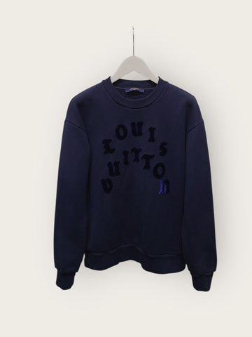 LOUIS VUITTON Dunkelblaues Pullover mit Lettering-Logo aus Tapisserie 151678022