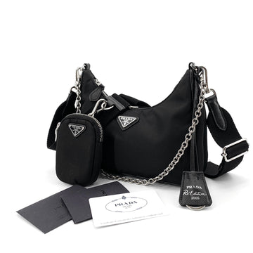 Prada Black Tessuto Multi Hobo Bag 1BH204 151678023