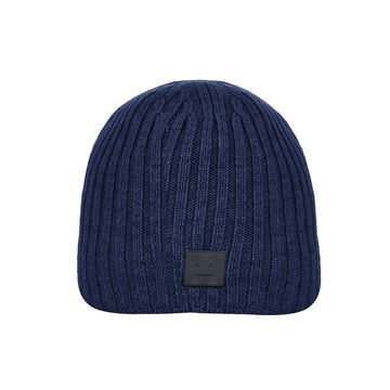 Acne Studios C40387 NAVY MELANGE Face Logo Patch Beanie 144730531 [P]