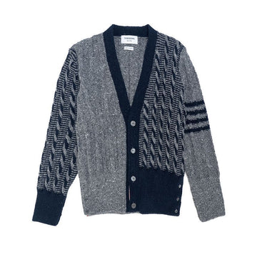 Thom Browne funmix DoniGoal Cable 4-Bar V-Neck Cardigan 67048912