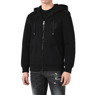 NEIL BARRETT Chevron Patch Neopren Kapuzenjacke Schwarz PBJS274C F539C 01 151774352