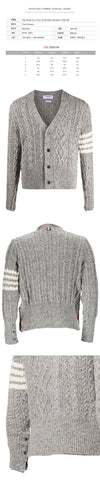 THOM BROWNE ケーブル斜めカーディガン ライトグレー MKC409A Y1506 055 151784342 [P]