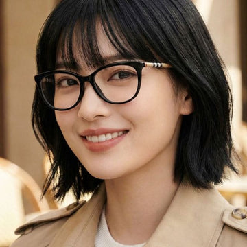 BURBERRY BE2389 3853 Brille mit schwarzem Hornetui und kariertem Muster im quadratischen Stil 141577958