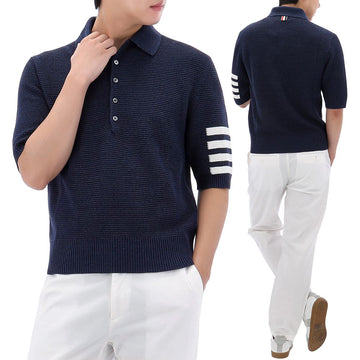 Thom Browne Diagonal Linen Cotton Polo Short Sleeve T-Shirt MKP125A Y6011 420 151803358